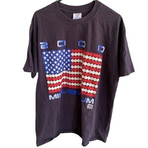 Vintage Y2K Millennium 2000 Tee Shirt United States Flag